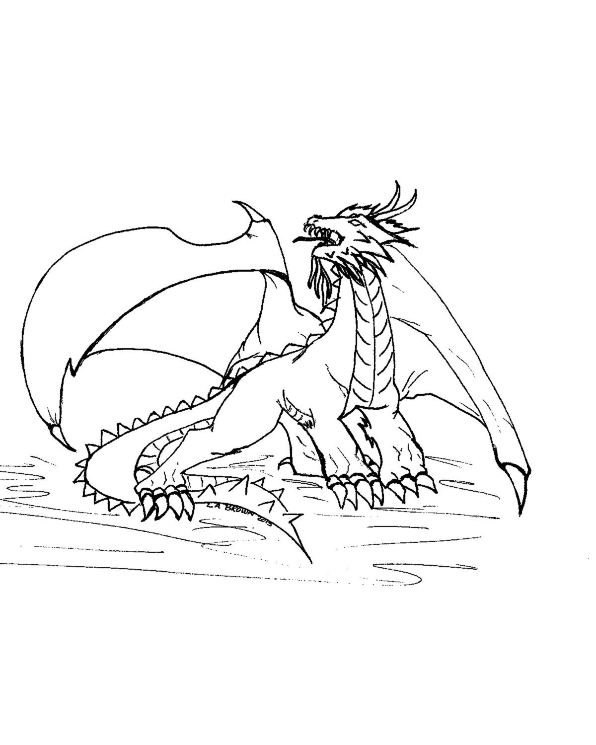 Afdrukbare Kleurplaat Fire Dragon Etsy