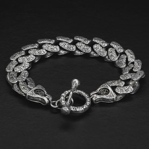Heavy Sterling Silver Cuban Chain Bracelet: Handmade Men&#39;s Jewelry