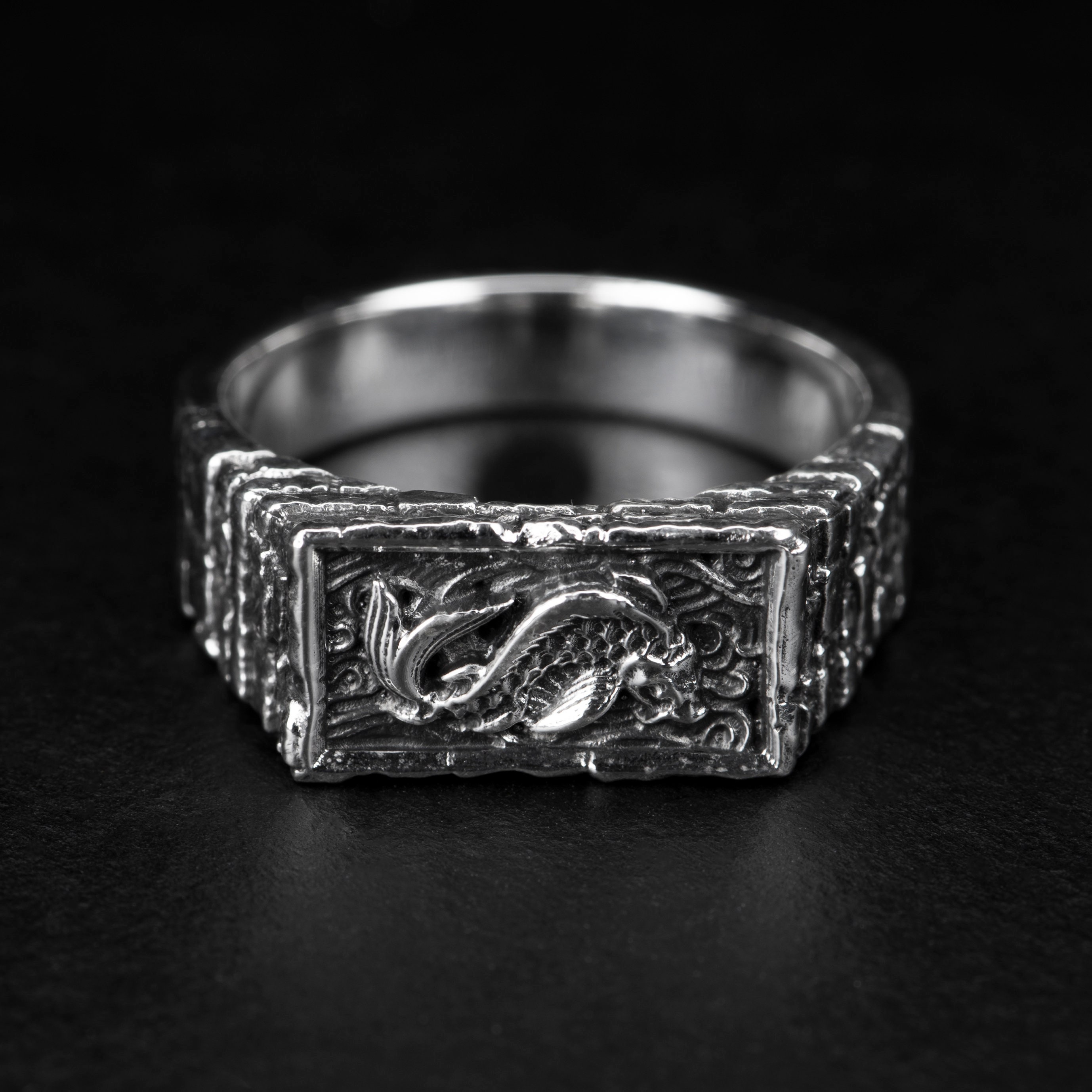 Men's Ring Koi Fish Eastern Ring, Japanese, Chinese, Mythical Ring, Handcrafted Animal Ring, Japanese Tattoo, Artistic - UPSTREAM