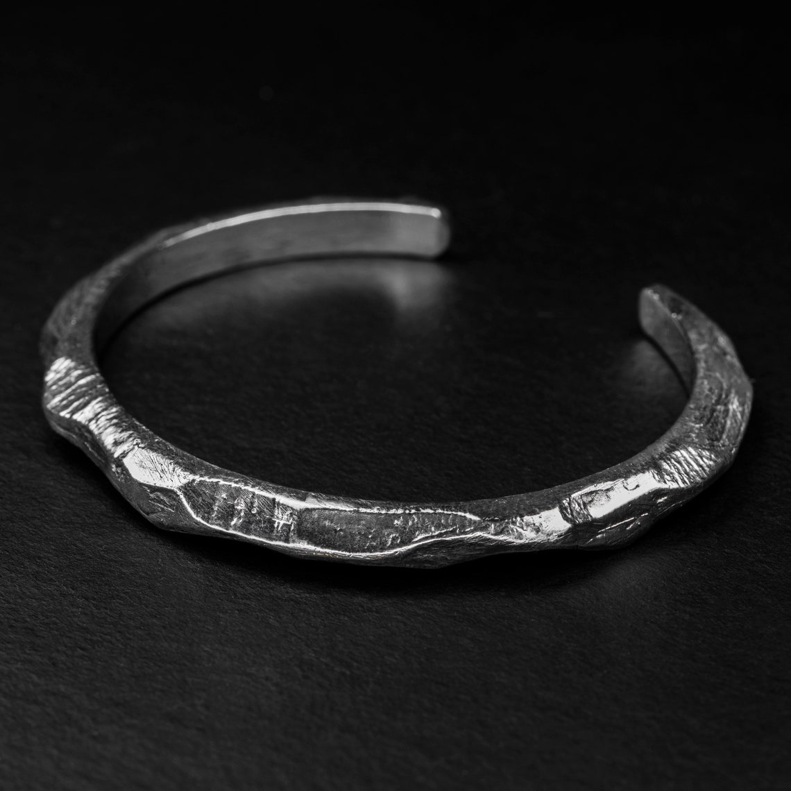 Men's Silver Bracelet HEAVY Recycled Rustic Silver Cuff Etsy
