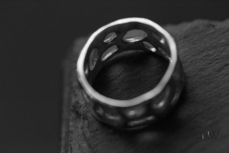 /'MEMBRANE/' Organic Wedding Band Cocktail Everyday Ring Long Finger Ring Wedding Ring Flowing Solid Sterling Silver