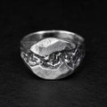 Carved Signet Ring, Textured, Scarred, Rustic Sterling Silver Ring, Contemporary Decay, Atrophy, Worn, Rugged, Black Silver - SCAR product logo