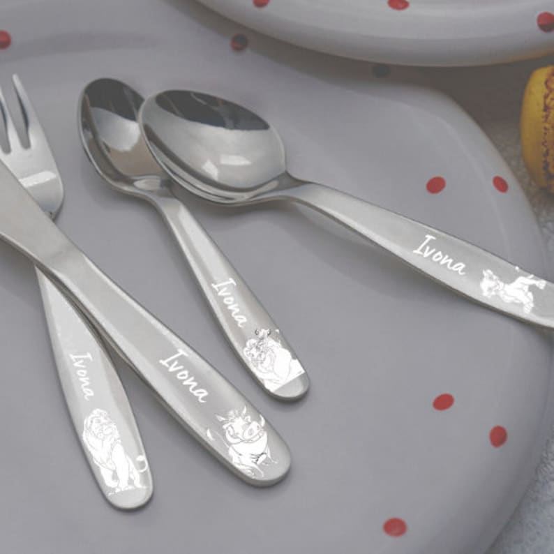 Custom Kids Cutlery Set, Engraved Utensils, Childrens Cutlery, Toddler Flatware, Kids Tableware, Personalized Gifts For Kids, Cartoon image 6