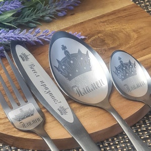 Matte Cutlery, Personalized Flatware, Engraved Cutleryt Set, Custom Name Cutlery, Unique Birthday Gift, Anniversary Gift, Wedding Gift