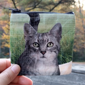 Bolsa con cierre de cremallera para comida de gato, monedero, artículos de tocador o tarjetas de regalo, reciclada y reutilizada