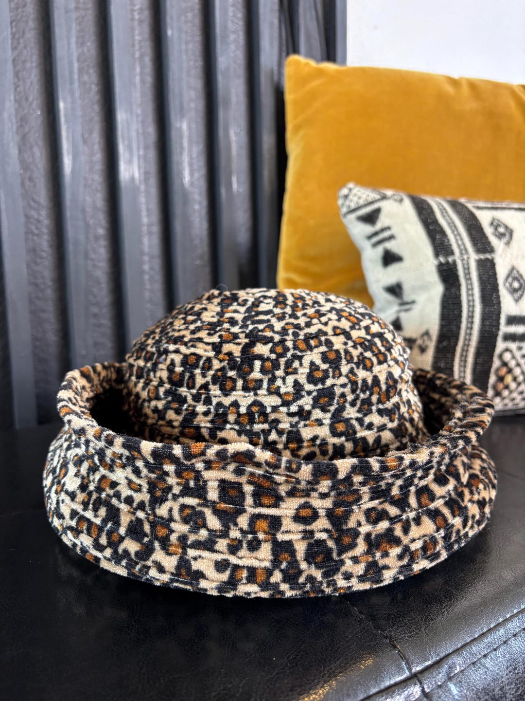 Black The Suede Cheetah Hat