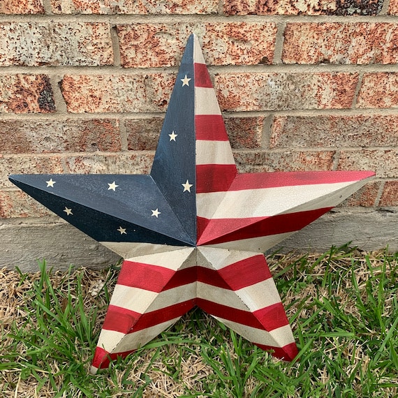 Crackle Star Americana USA Flag Metal Barn Star Crackle Unique