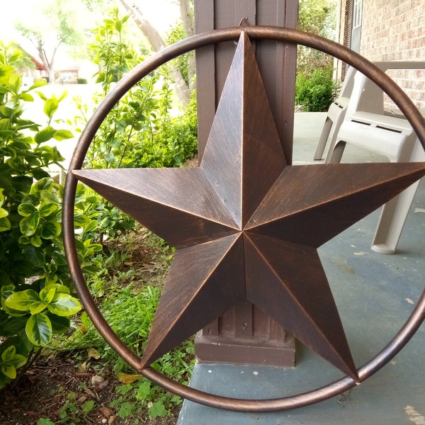 24",32",38" SOLID Ring Barn Star Metal Lone Star Western Home Decor Vintage Rustic Bronze handmade new --  Free Shipping