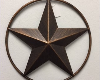 Texas Barn Star Metal Wall Decor - 9.5" Brushed Bronze Rustic Tin Star, Antique Finish
