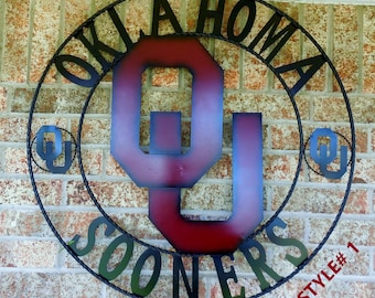 OU Oklahoma Sooners custom metal vintage craft team sign western home decor handmade