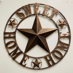 HOME Sweet Home Metal Barn Star Western Home Decor Rustic Bronze Copper New 24"