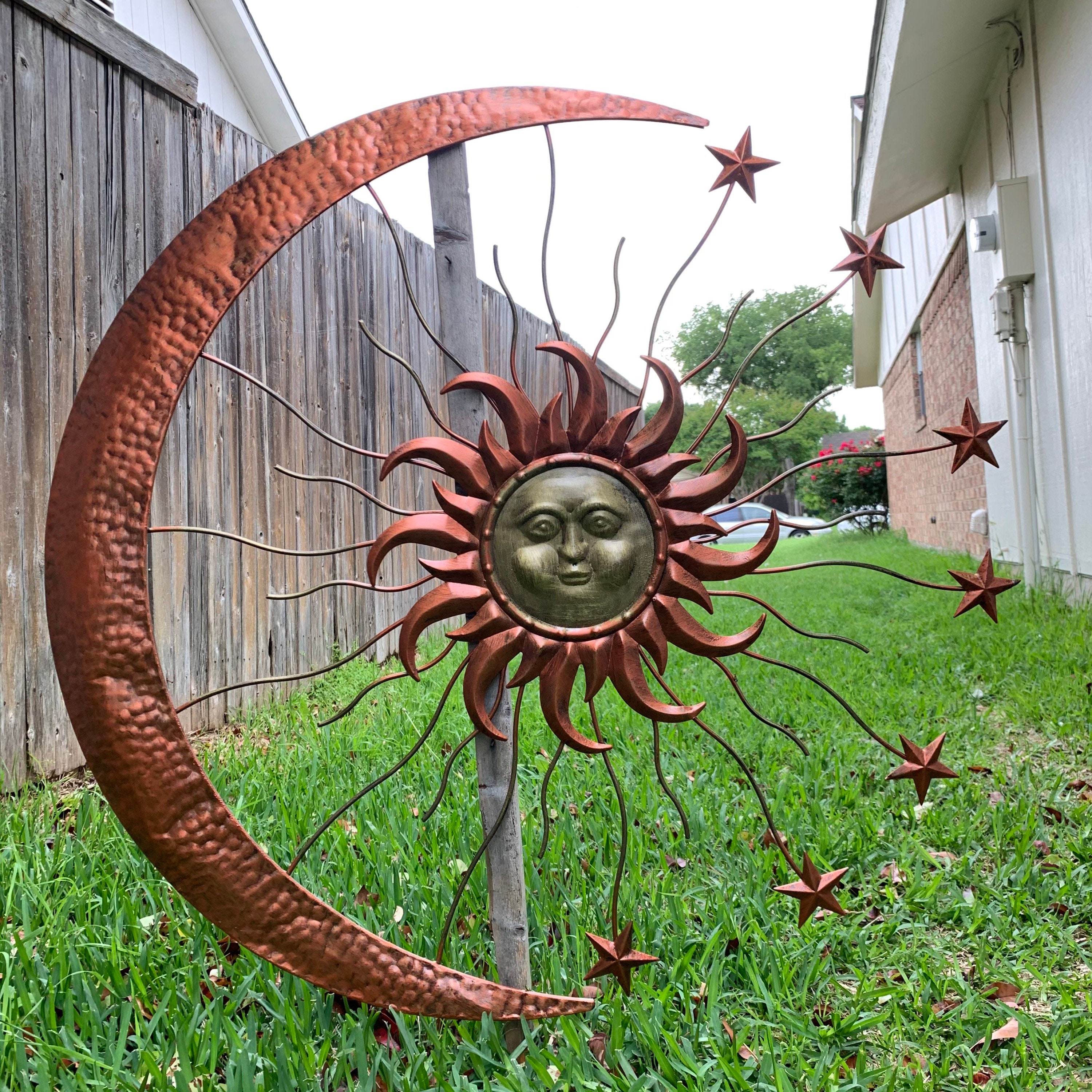 36" SUN MOON STARS Metal Art Wall Sign Western Home Décor Vintage ...