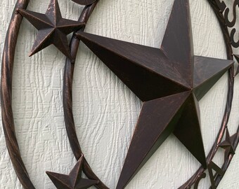 GOD BLESS TEXAS STAR METAL ART 18 Inch - Texas Uniques Store