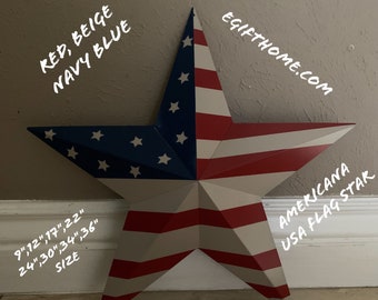 American USA Flag Metal Barn Star Wall Art Red White & Blue Patriotic star Style handmade new--FREE SHIPPING