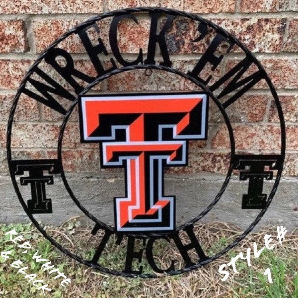 WRECKEM TECH Texas Tech CUSTOM Metal Vintage Craft Team Sign Western Home Decor Handmade 12",18",24",32",36",40",50"