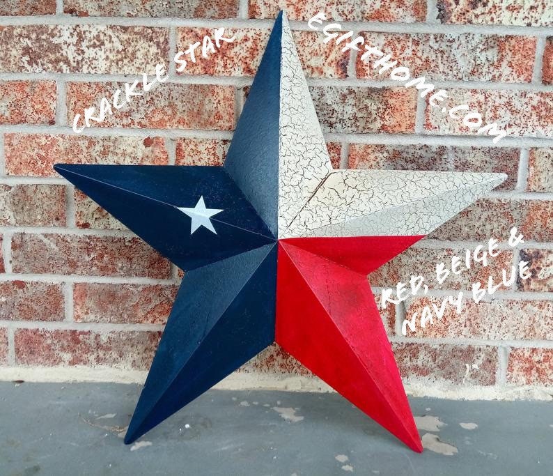 CRACKLE Estilo TEXAS Bandera Estrella Rojo Blanco Azul Metal | Etsy
