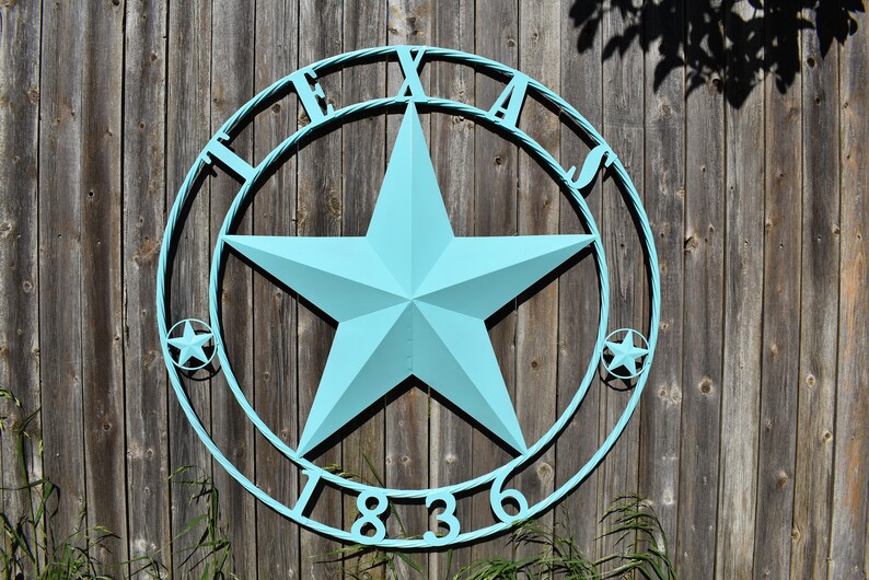 God Bless Our Home Metal Barn Star Rustic Brown Texas Rope Ring