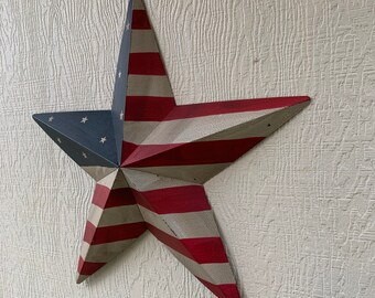 thumbnail image 2 of Primitive American Barn Star – 24 Inch Rustic Metal Star, Red/White/Blue, Americana Decor 2 of 6