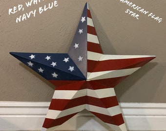 American USA Flag Metal Barn Star Wall Art Red White & Blue Patriotic star Style handmade new--FREE SHIPPING