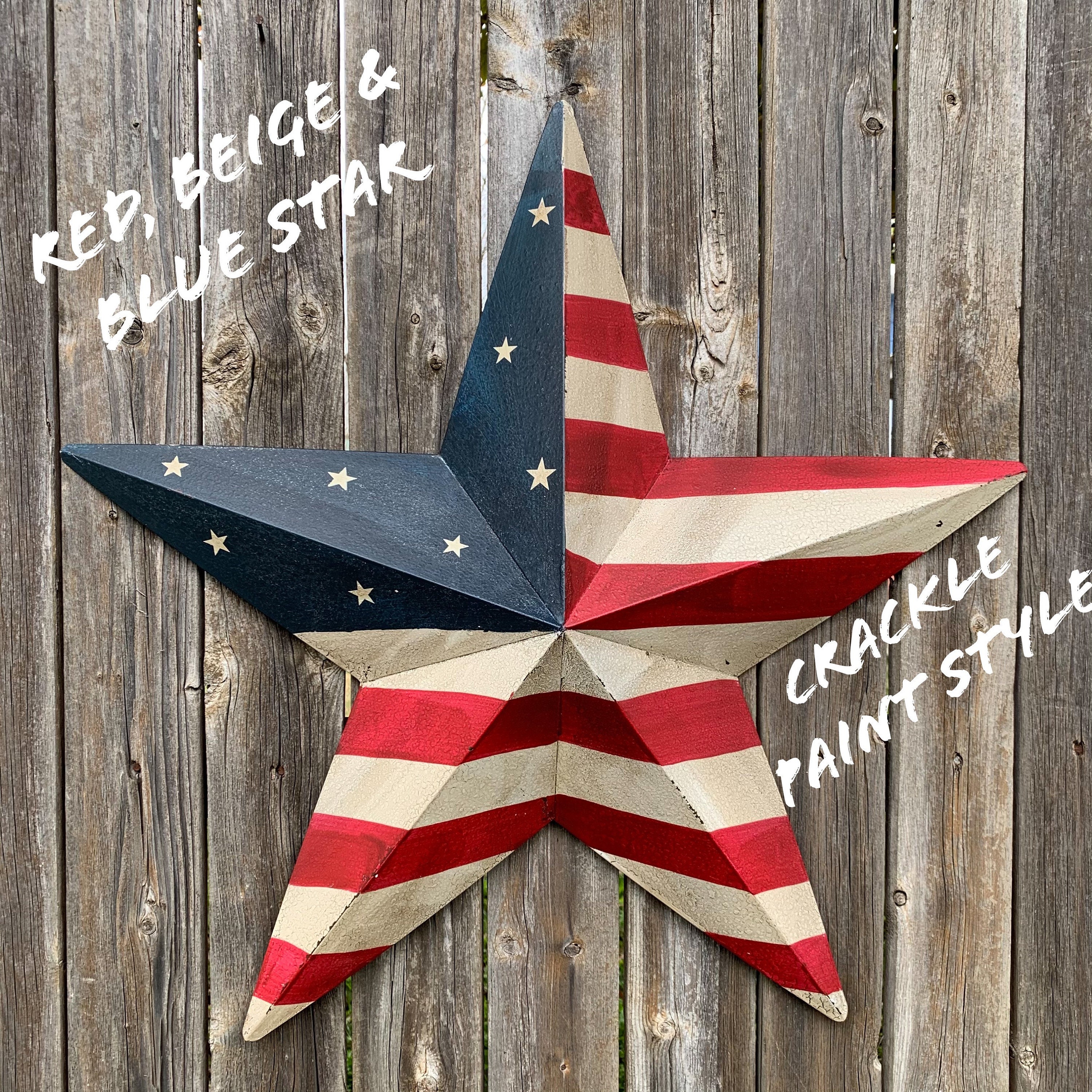 Crackle Star Americana USA Flag Metal Barn Star Crackle Unique
