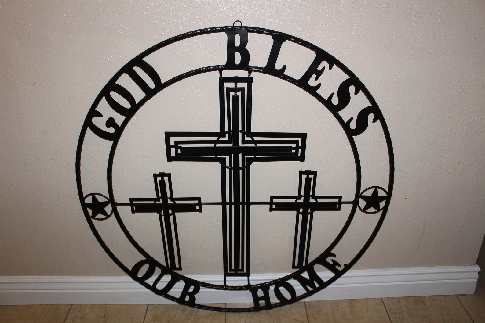 40 Three Crosses Crucifix With God Bless Our Home Etsy