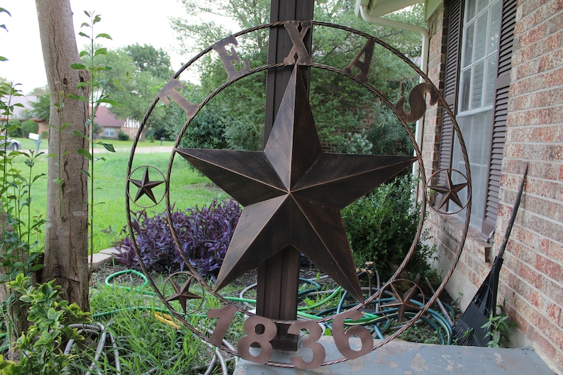 36 TEXAS 1836 Lone Star Metal Art Vintage Rustic Bronze Etsy