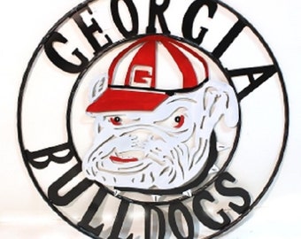 18", 24", 32" Georgia Bulldogs custom metal vintage craft team sign western home decor handmade