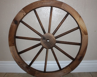 WAGON WHEEL Wood Barn Style Western Country Home Decor Ranch Farmhouse Rustic Natural Wood Stain Handmade wood craft 16",24",30" #EH11189