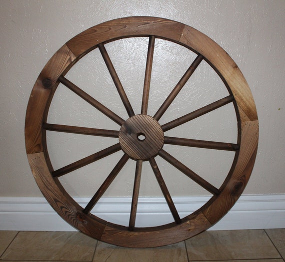 WAGON WHEEL Wood Barn Style Western Country Home Decor Ranch Farmhouse Rustic Natural Wood Stain Handmade wood craft 16",24",30" #EH11189