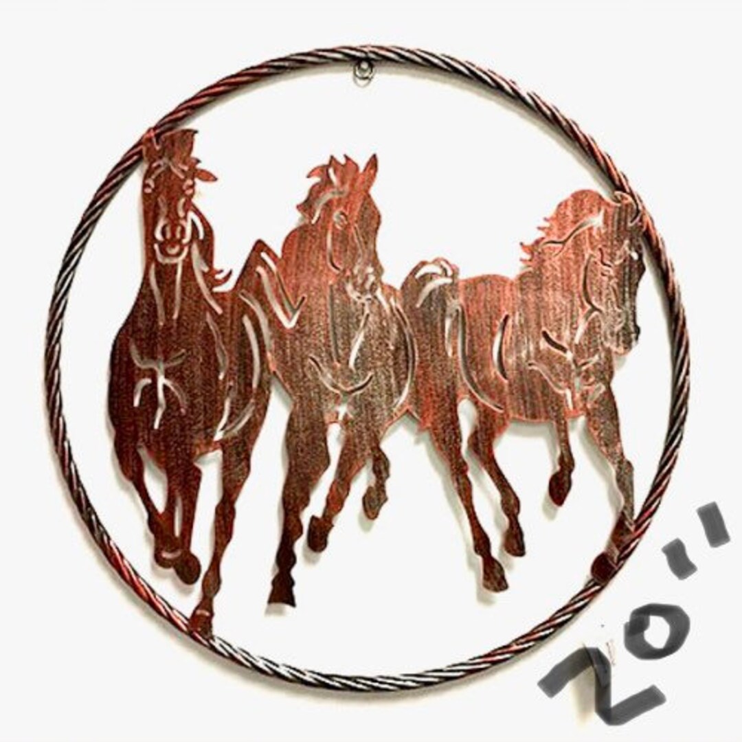 Stamped Metal Running Horses Running Horses Lasercut Custom Metal Wall Art Sign Western Home Decor ...