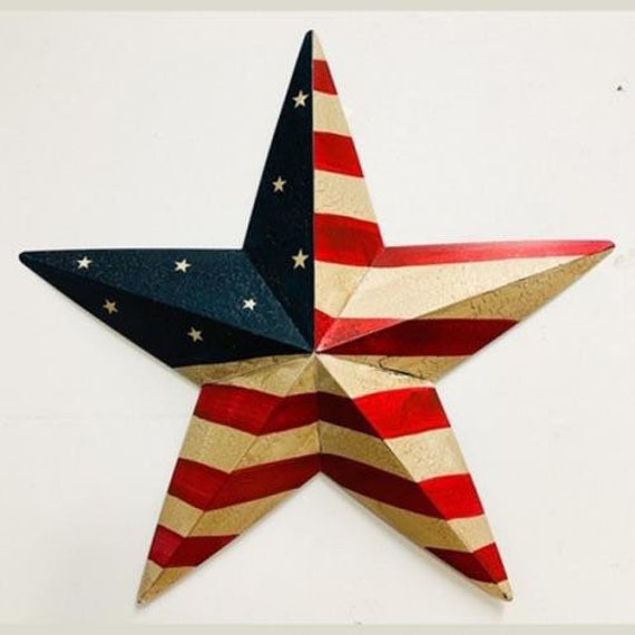 Crackle Star Americana USA Flag Metal Barn Star Crackle Unique