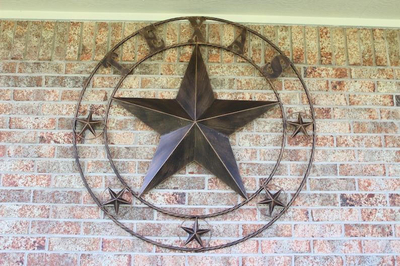 50 TEXAS Lone Barn Star Metal Wall Art Vintage Rustic Etsy