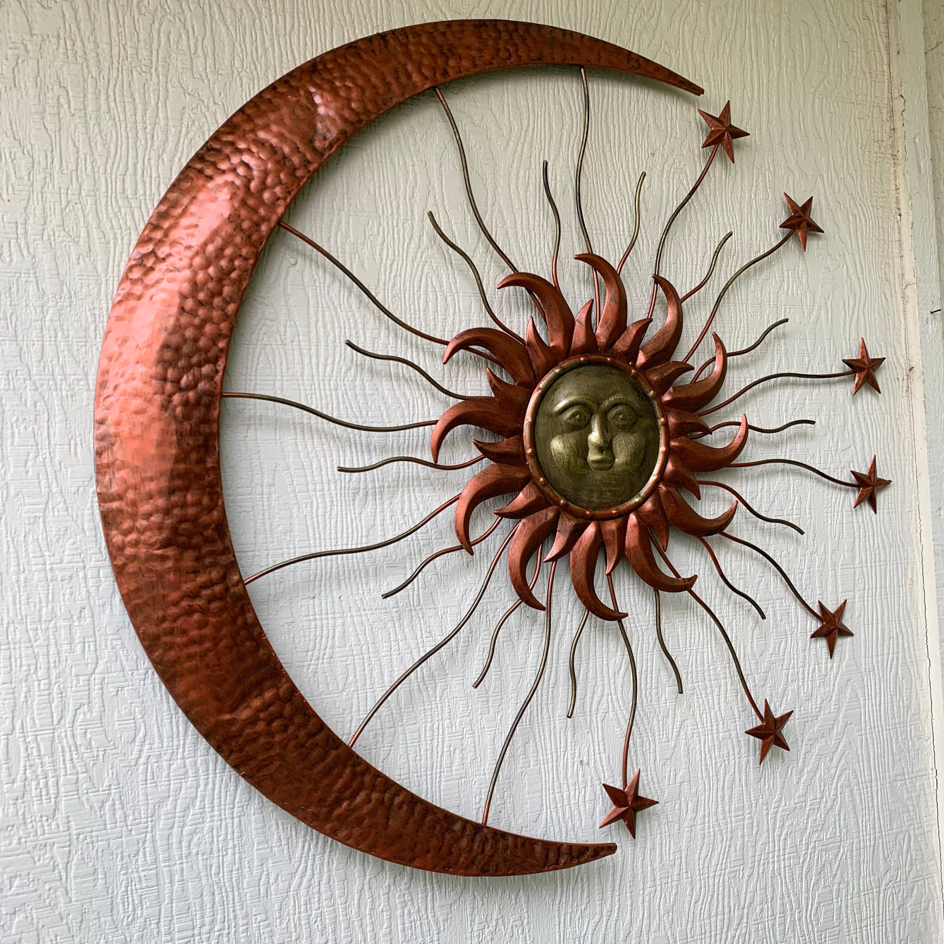 36" SUN MOON STARS Metal Art Wall Sign Western Home Décor Vintage ...