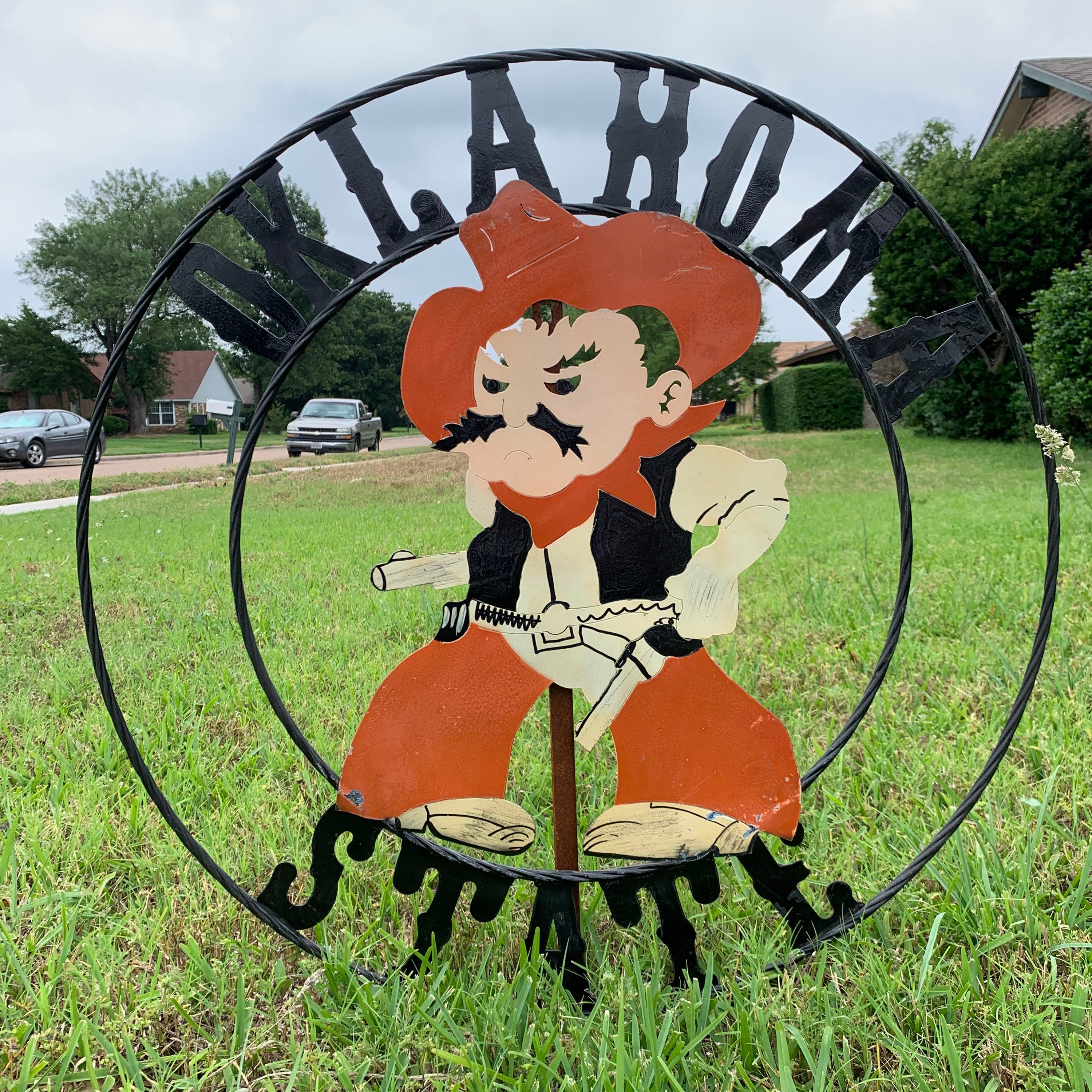 OSU OKLAHOMA State Cowboys Pistol Pete Custom Metal Vintage Craft