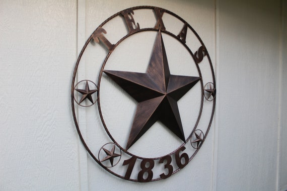 V VERVOX Cast Iron Texas Wall Star with Circle Bezel Heavy Duty Rustic