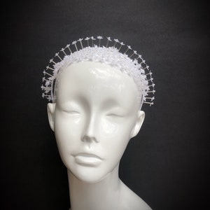 Bridal Birdcage veil headband Wedding floral veil Bridal white veil with flowers Bridal floral fascinator with birdcage Birdcage Veil
