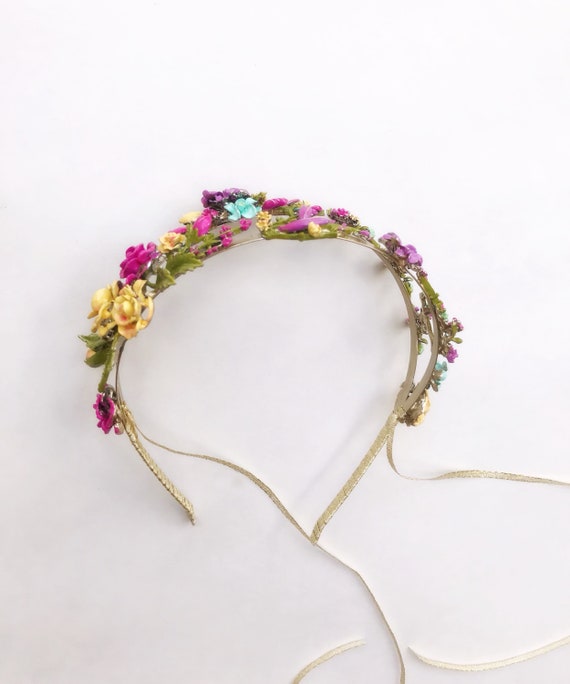 Corona Di Fiori E Braccialetto Floreale – Set Verde Per Matrimoni, Fotografie E Feste Boho
