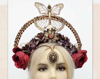 Gothic dark fairy butterfly crown