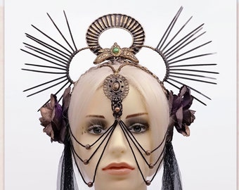 Gothic dark fairy fantasy headpiece-Tribal fusion crow