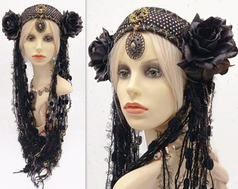 Dark fairy costume headpiece - Costume headdress  for tribal fusion dancers