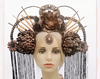 Fantasy dark queen crown - Gothic evil fairy headpiece - Costume headdress for tribal fusion dancers