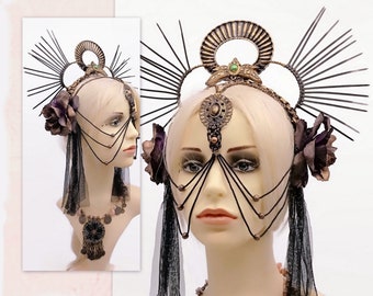 Gothic dark fairy fantasy headpiece-Tribal fusion crow