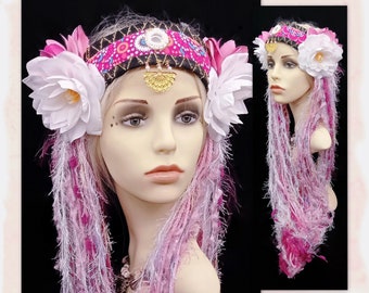 Pink fairy costume headpiece - Festival headdress for woman