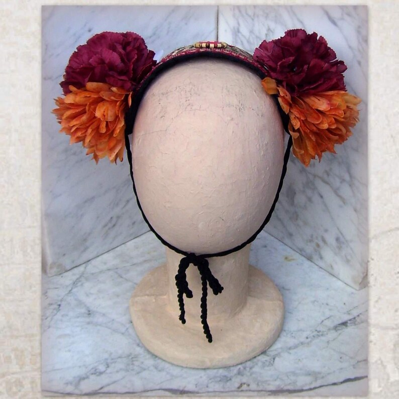 ATS Costume Headdress Flowers Headpiece Tribal Belly Dance Etsy