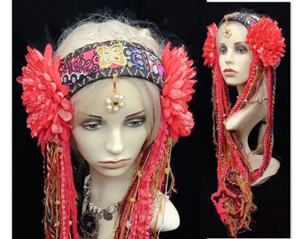 Summer fairy costume headpiece - Orange festival headdress for woman (1)