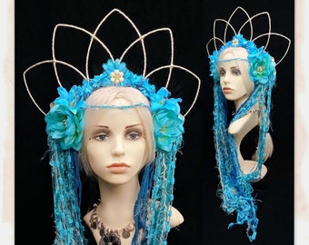 Water fairy queen crown - Fantasy siren headdress