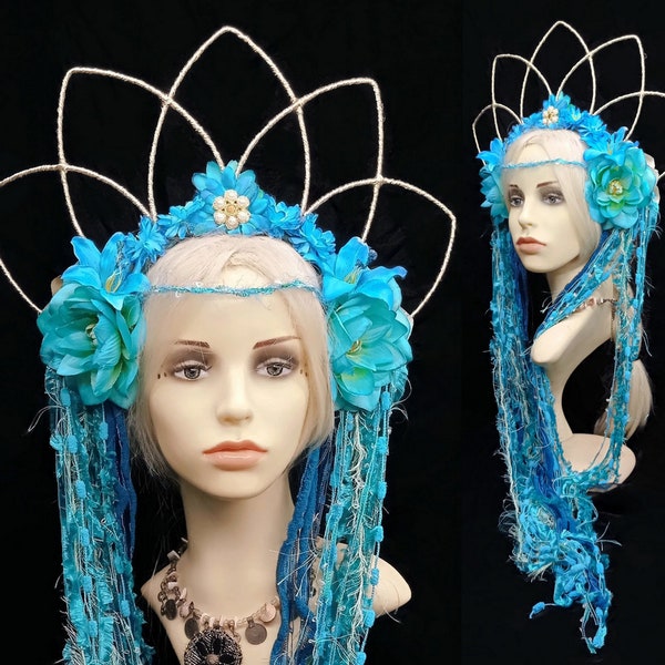 Water fairy queen crown - Fantasy siren headdress