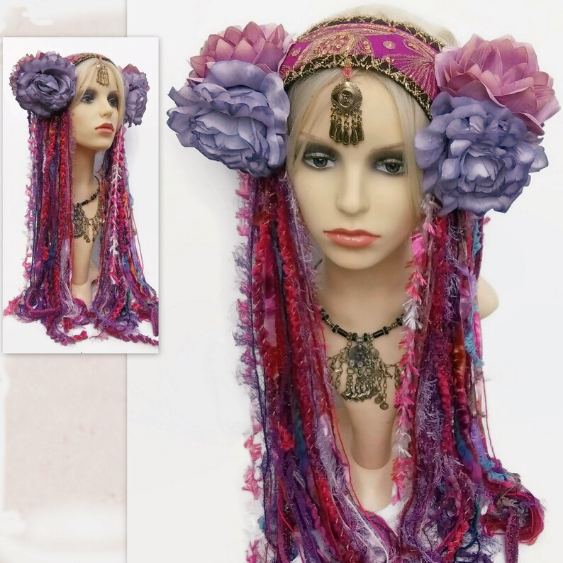 Flowers Fairy Headpiece Tribal Fusion Headdress Festival Headpiece for Women