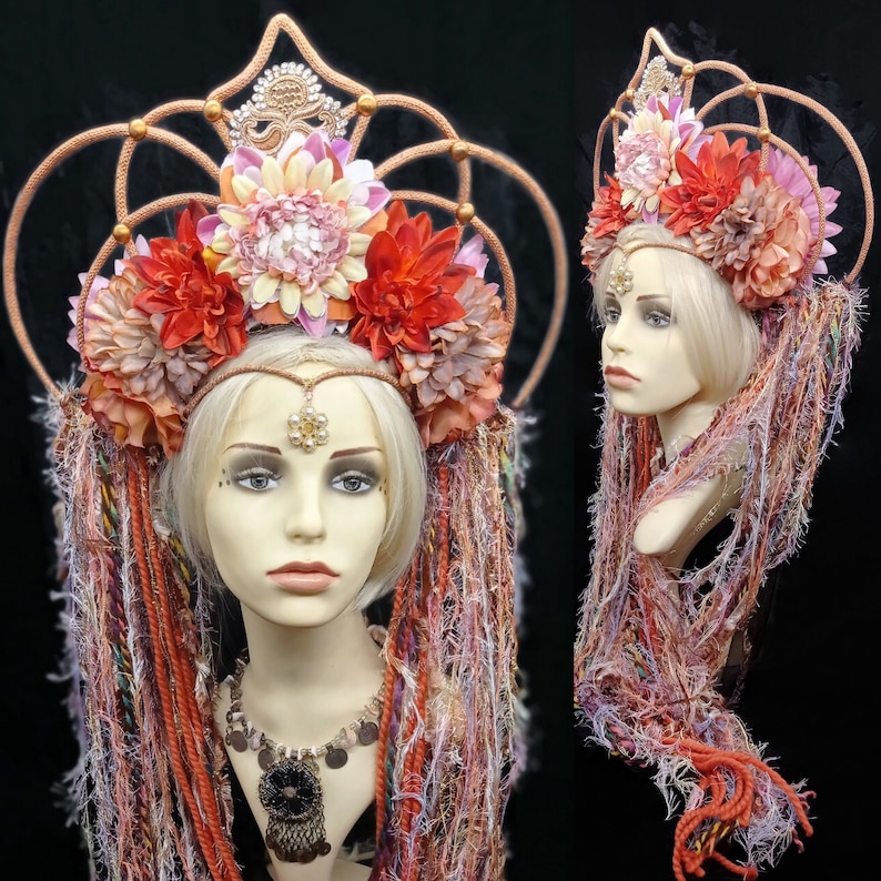 Goddess crown headdress Autumn fairy, fantasy headpiece for women image 5