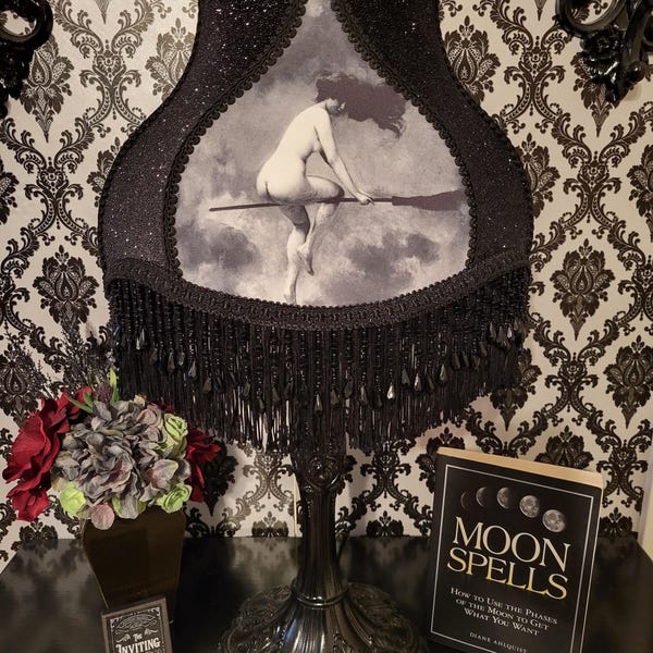 Monochrome night sky witch lampshade - PRE-ORDER